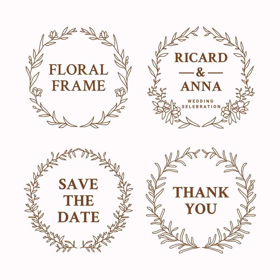 colección de marcos de flores para la colección de bodas vector