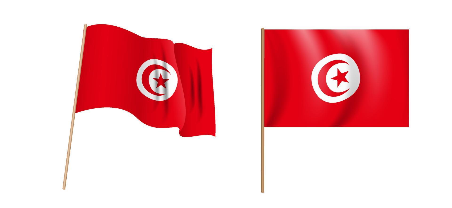 colorful naturalistic Tunisian Republic waving flag. vector