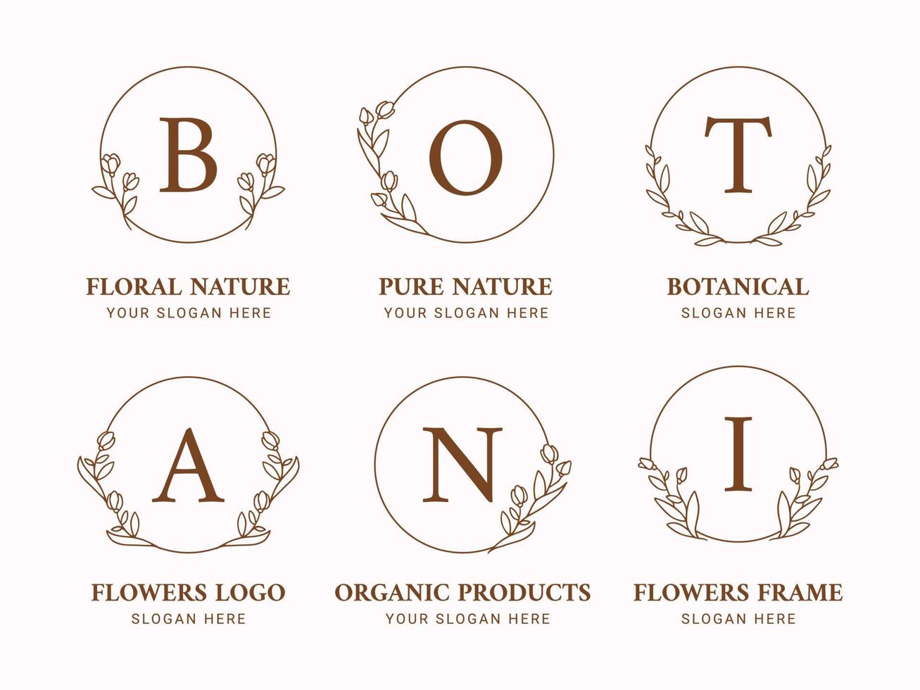 Colección de flores de belleza y logotipos botánicos para bodas. vector