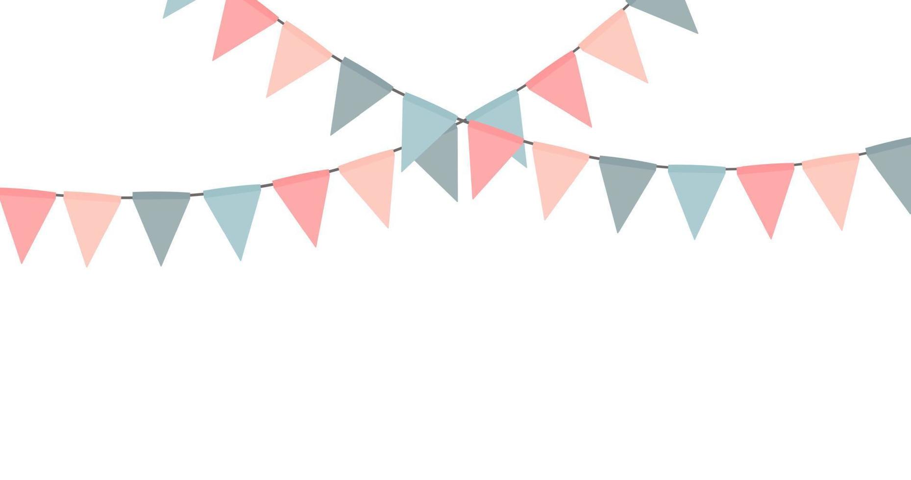 Party flag garland isolated on white background. Vector Illustration