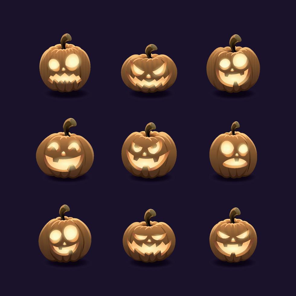 Set of Halloween Pumpkin vector