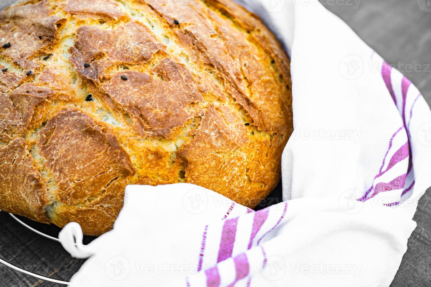 Homemade bread on the table photo