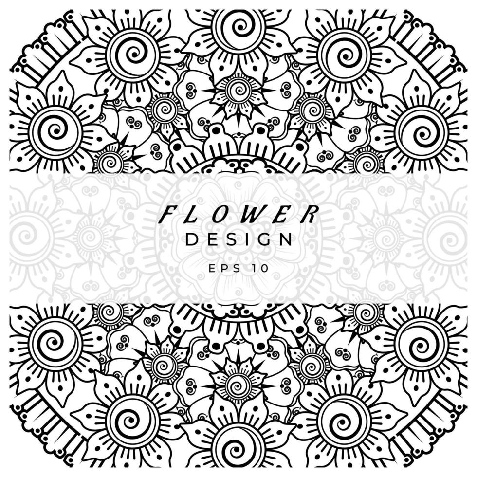 mehndi flower decorative ornament in ethnic oriental style, doodle ornament, outline hand draw. coloring book page. vector