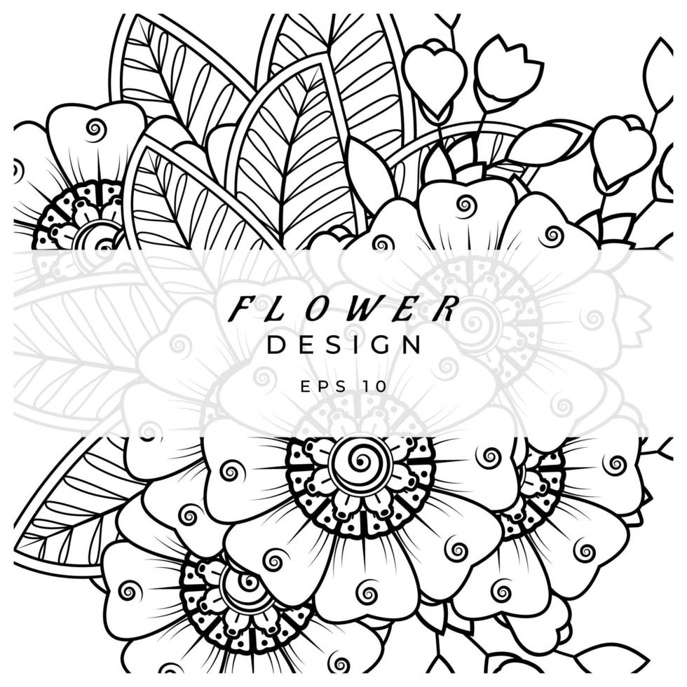 mehndi flower decorative ornament in ethnic oriental style, doodle ornament, outline hand draw. coloring book page. vector