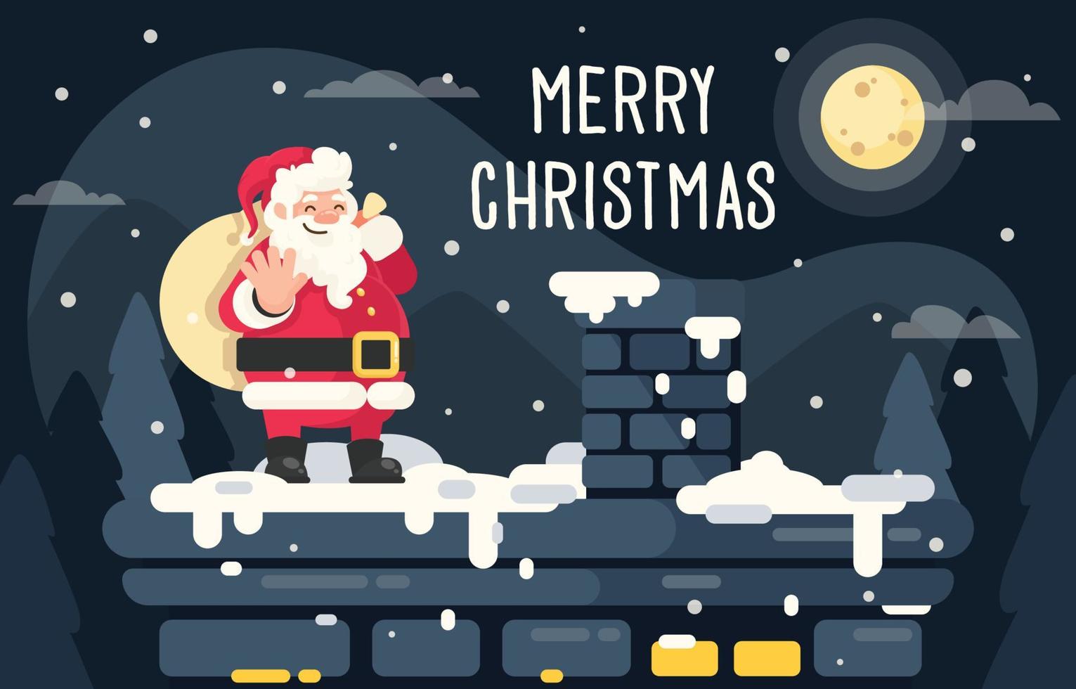Santa Claus on House Rooftop Concept vector