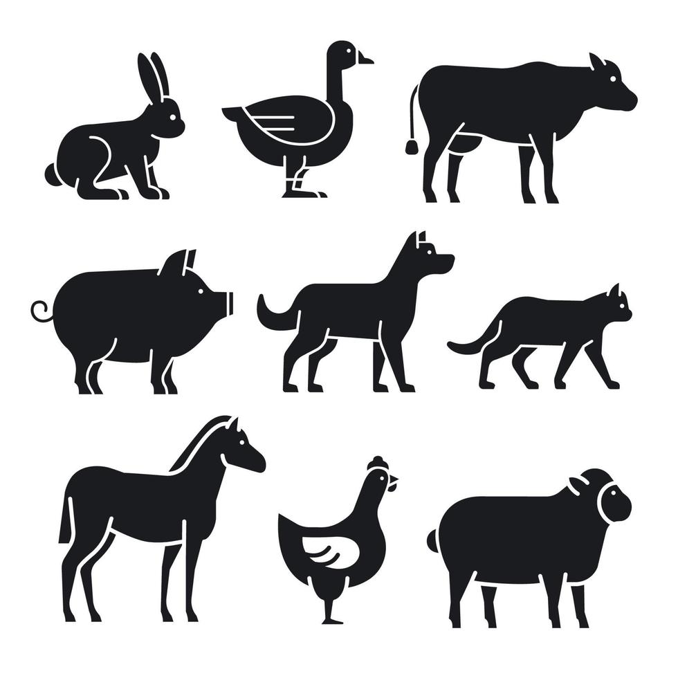 iconos de animales y mascotas vector
