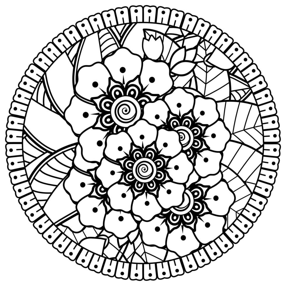 Circular pattern in the form of mandala with flower for henna, mehndi, tattoo, decoration. vector