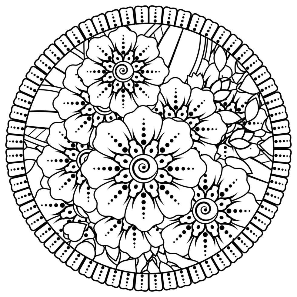 Circular pattern in the form of mandala with flower for henna, mehndi, tattoo, decoration. vector