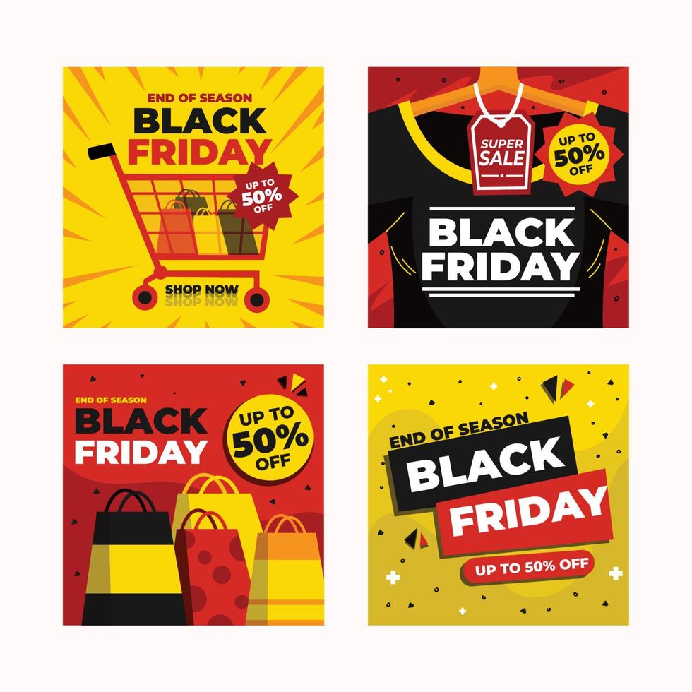 Black Friday Social Media Templates Collection vector