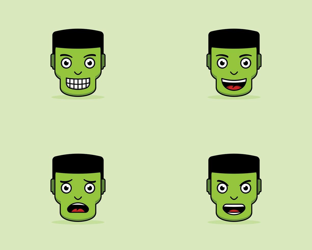 cara de dibujos animados de personaje zombie vector