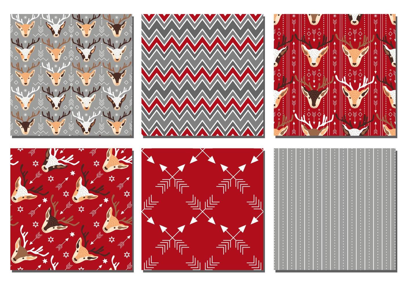 Collection of festive Christmas patterns. Vector illustration.