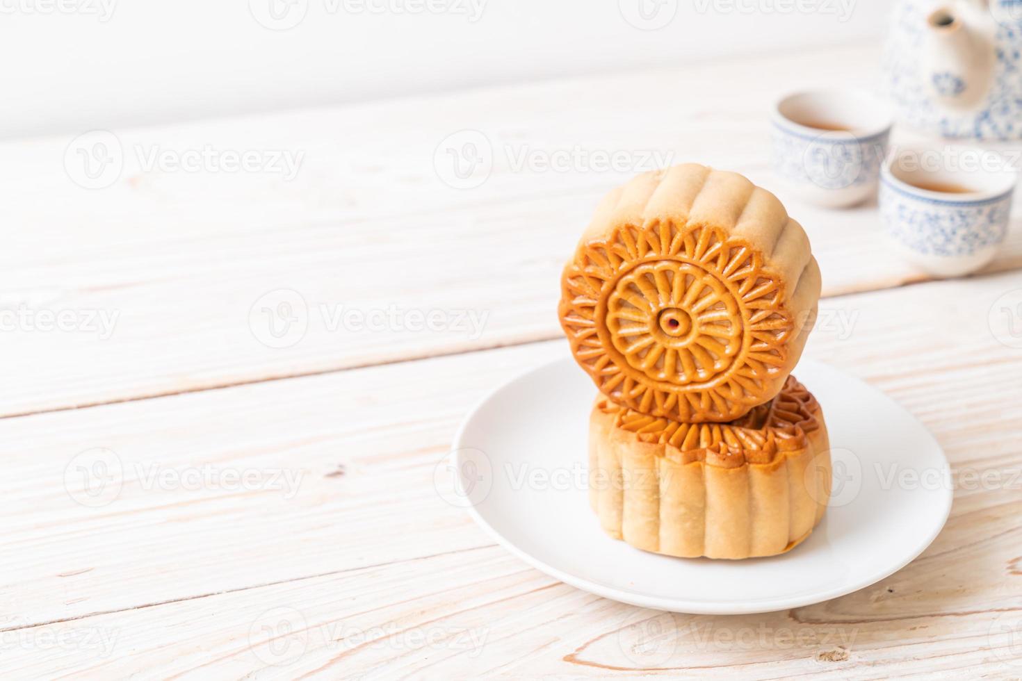 Chinese moon cake on plate photo