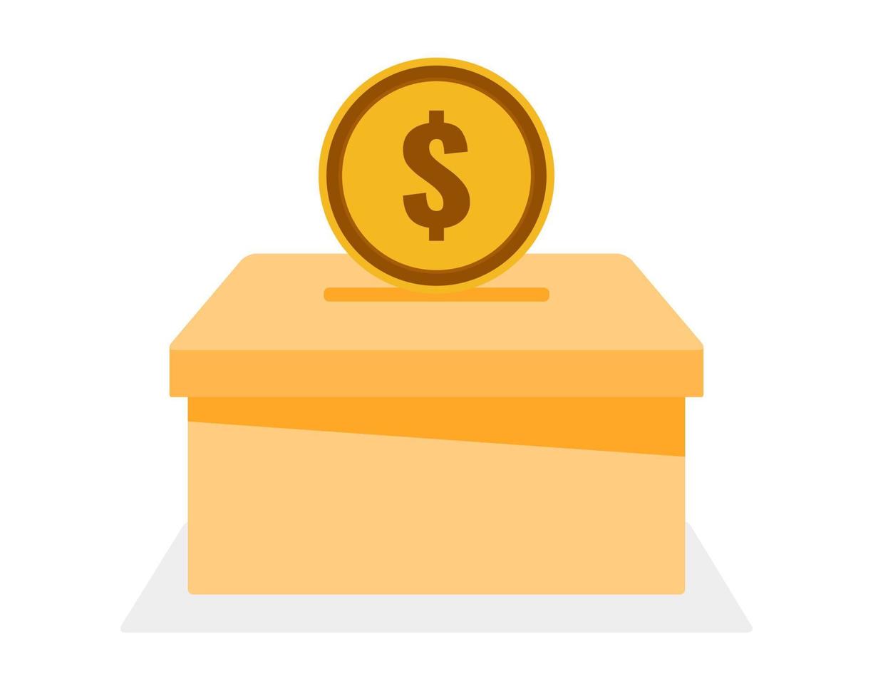 Donation Box with Coin Icon vector