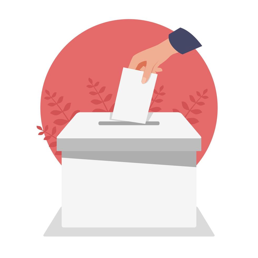 mano poniendo papel de voto en la caja electoral en japón ilustración vector