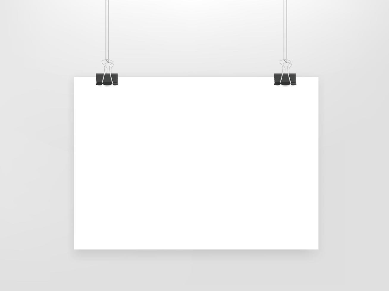 White blank A4 horizontal paper list on a wall vector