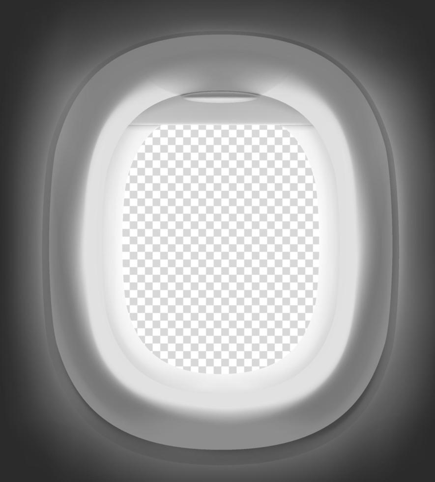 Modern airplane empty window vector mockup. Place your content into it