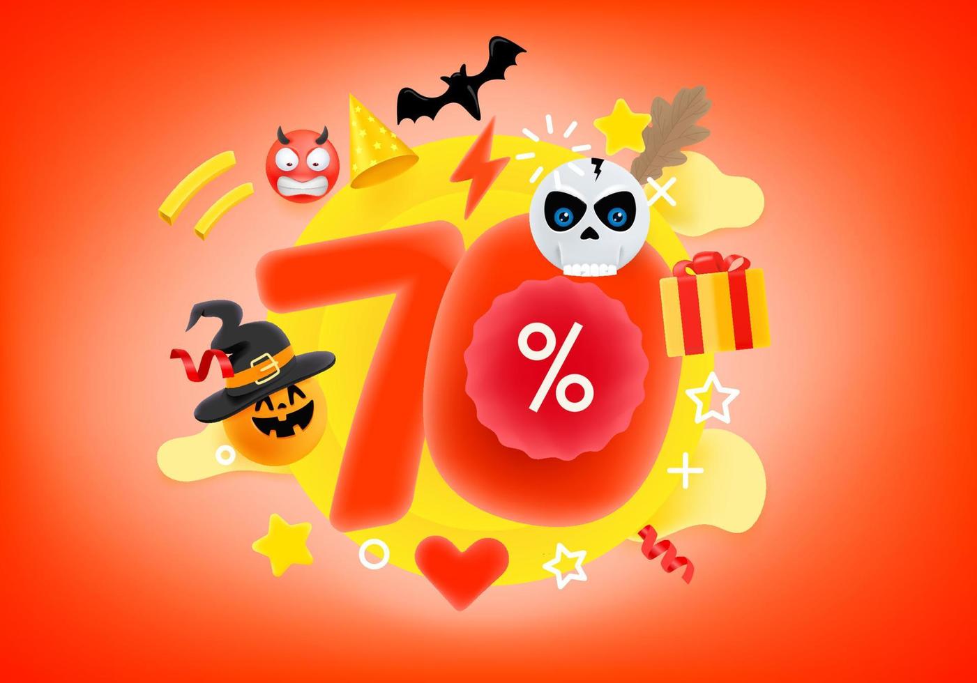 70 percent halloween discount banner vector