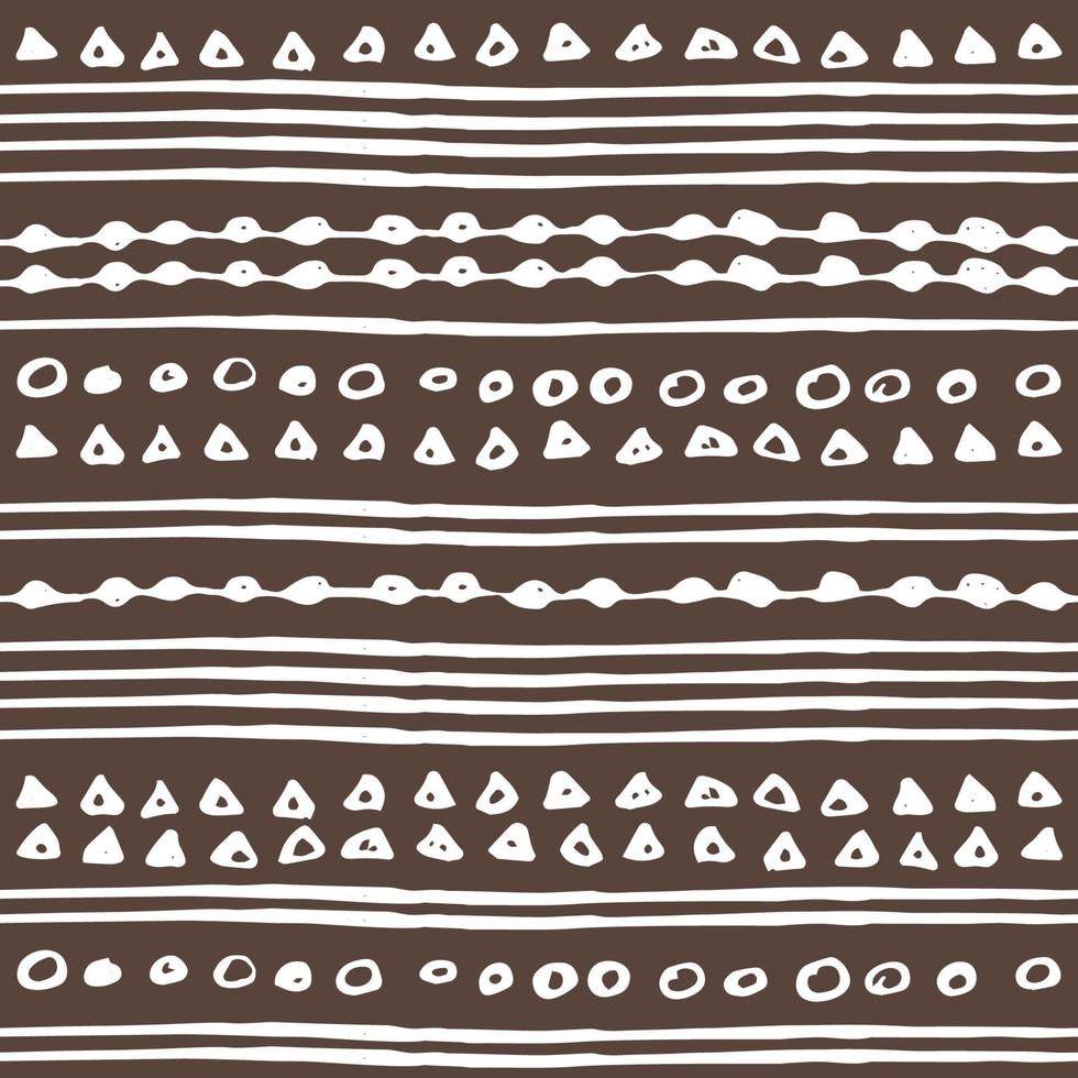 Abstract white border seamless pattern on brown background. Vector hand drawn winter pastel wooden illustration