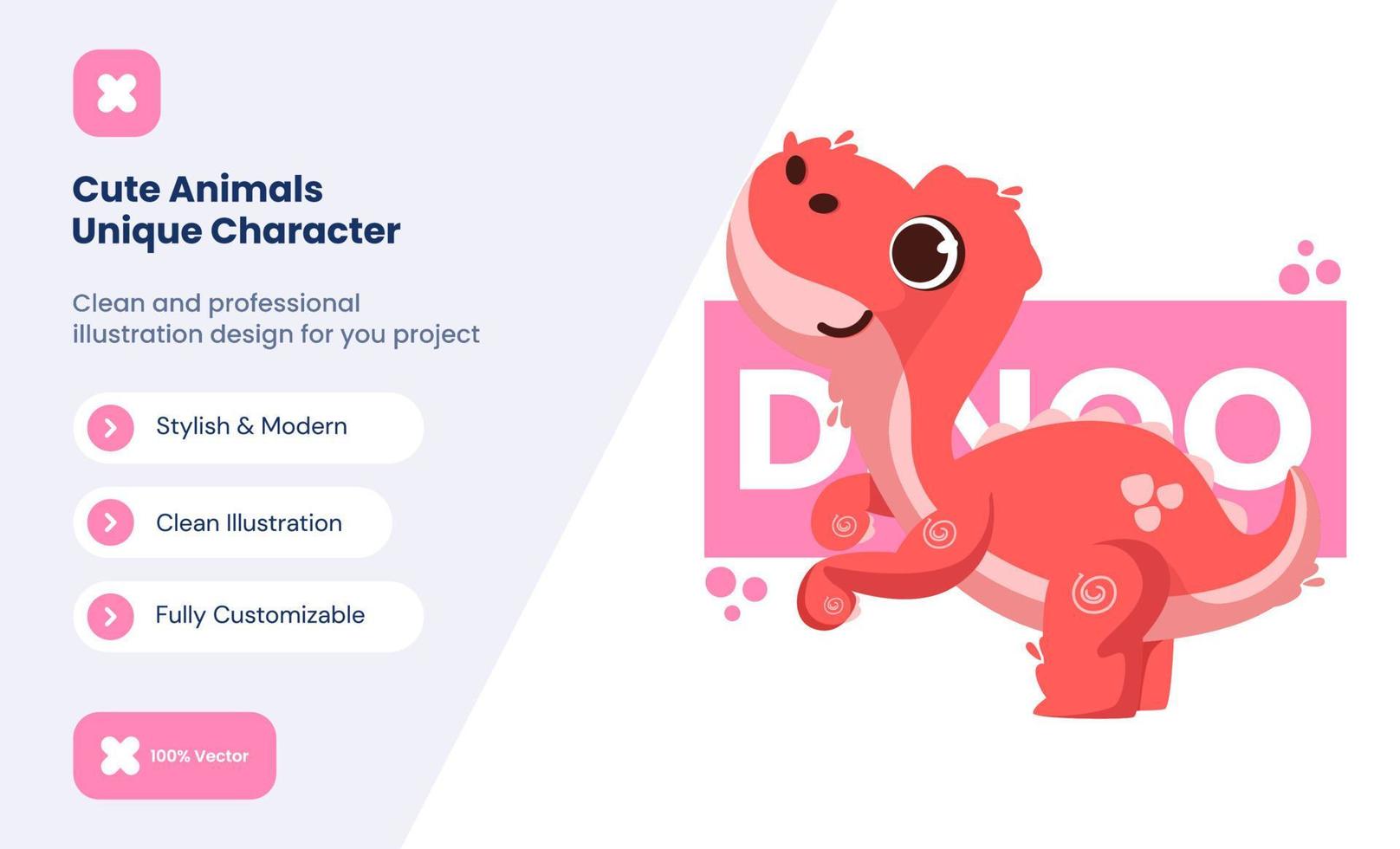 cute red dinosaur icon illustration. animal love icon concept vector