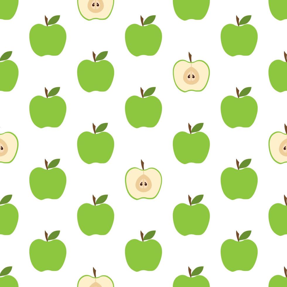 Seamless pattern with fresh green apples vector