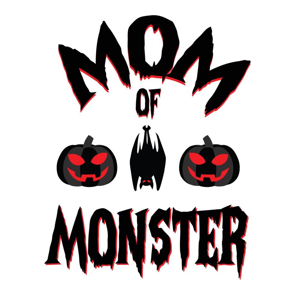 halloween, mamá del monstruo estampado de camiseta de halloween vector gratuito