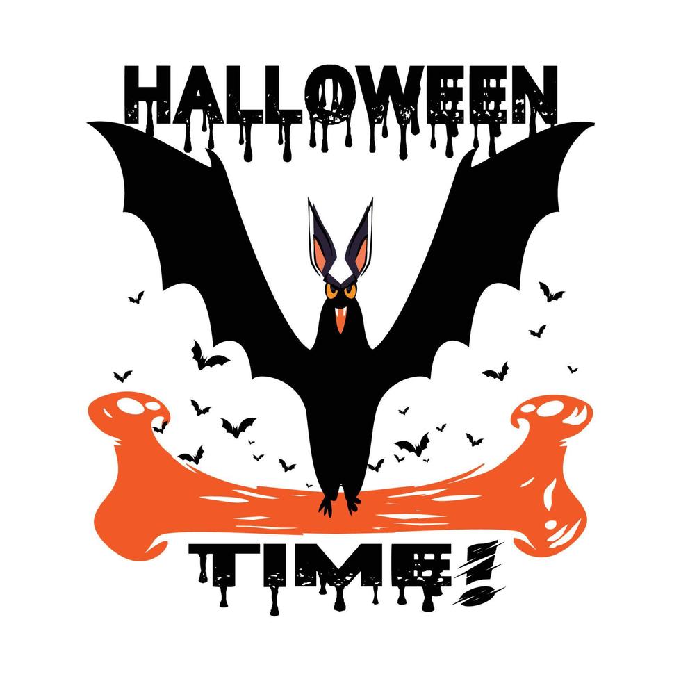 halloween, tiempo de halloween con estampado de camiseta de pájaro hallowewen vector gratuito