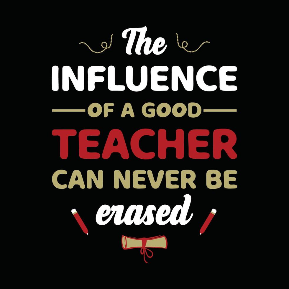 Teacher's day, The influence of a good teacher can never be eresed  typography T-shirt print Free vector