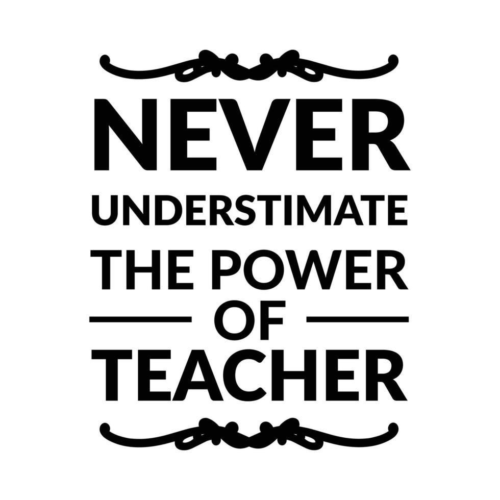 Teacher's day, Never understimate the power of teacher typography T-shirt print Free vector