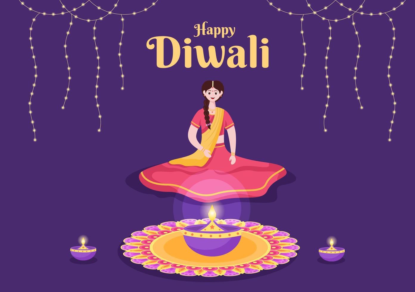 Ilustración de vector de fondo indio celebrando el día de diwali