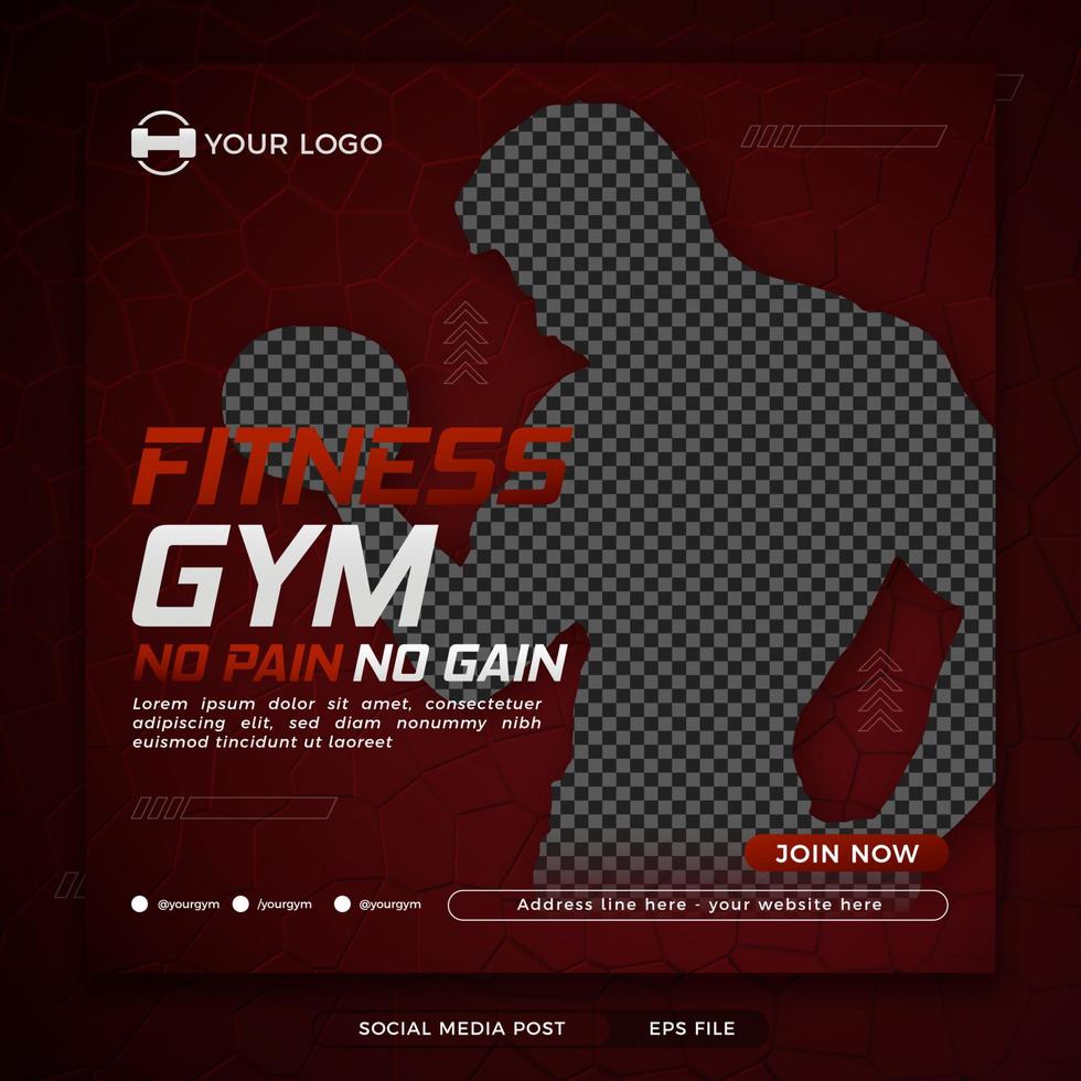 Fitness gym social media square banner template vector