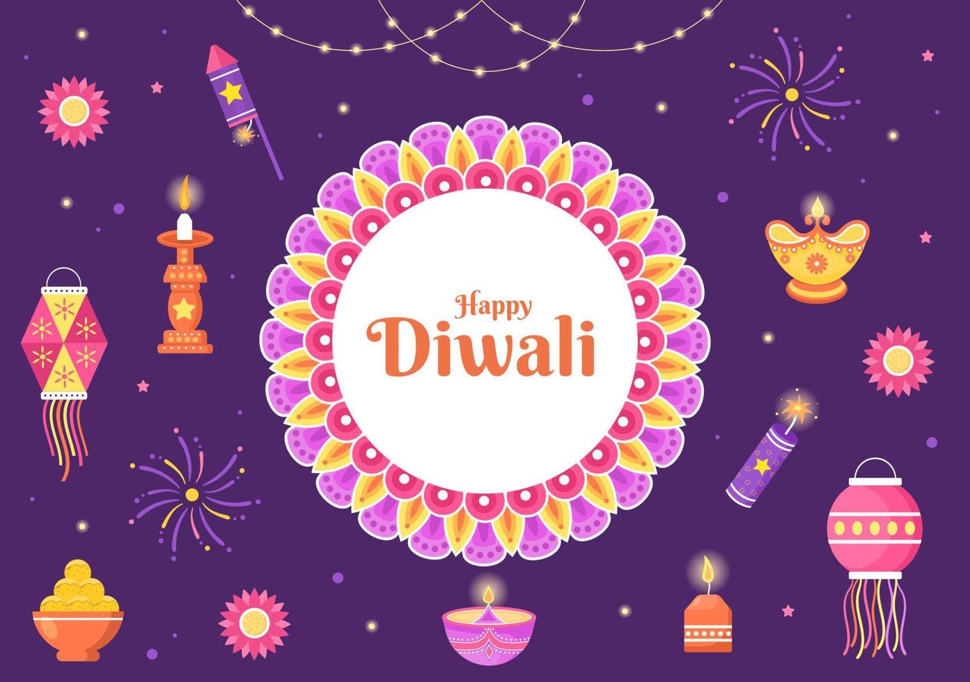 Indian Celebrating Diwali Day Background Vector Illustration