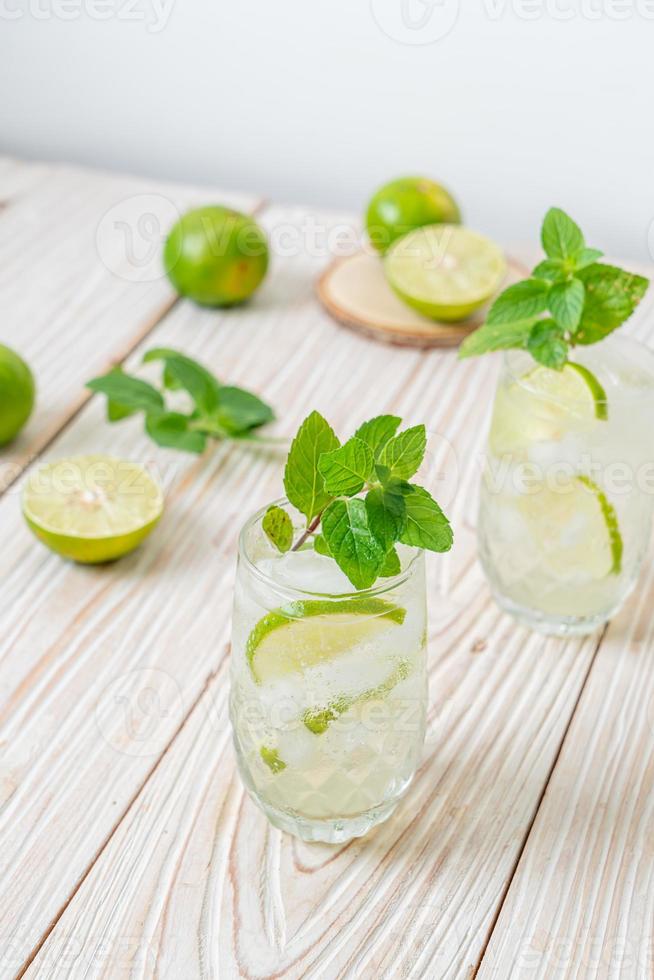 iced lime soda with mint photo