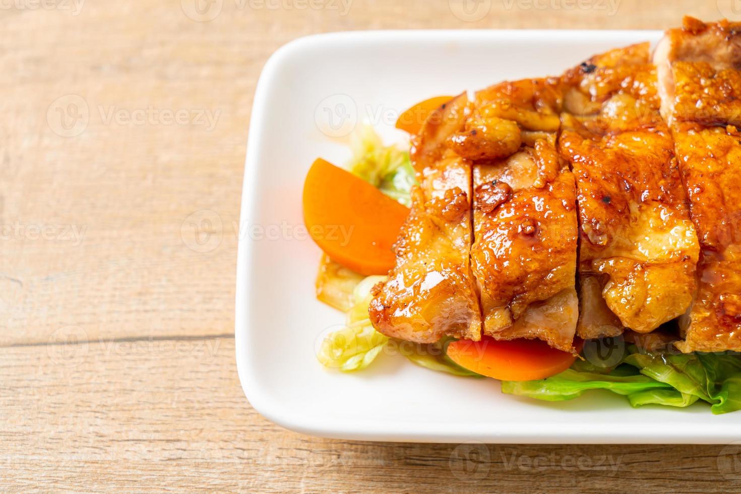 teppanyaki chicken steak with cabbage and carrot photo