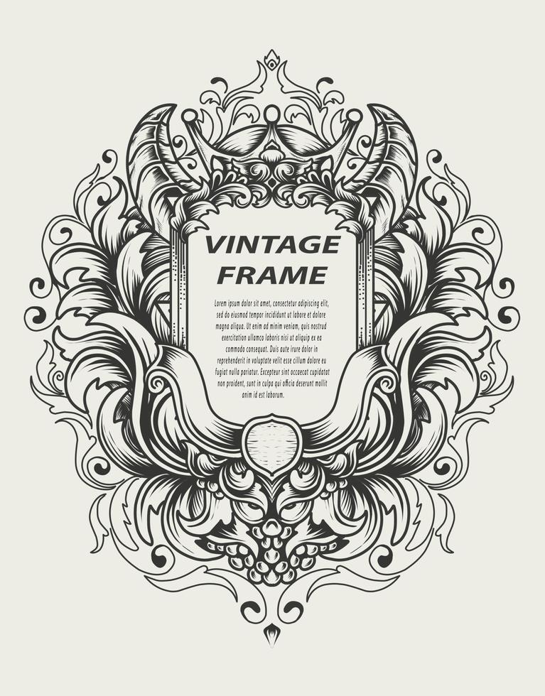 vintage baroque frame with antique ornament vector