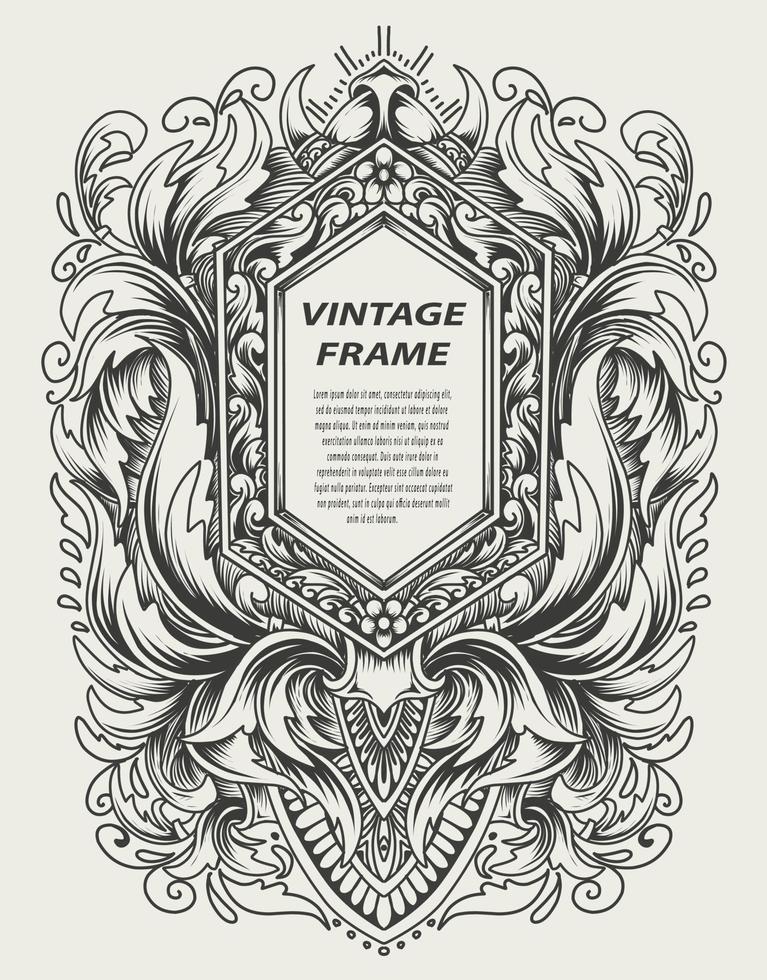 vintage baroque frame with antique ornament vector