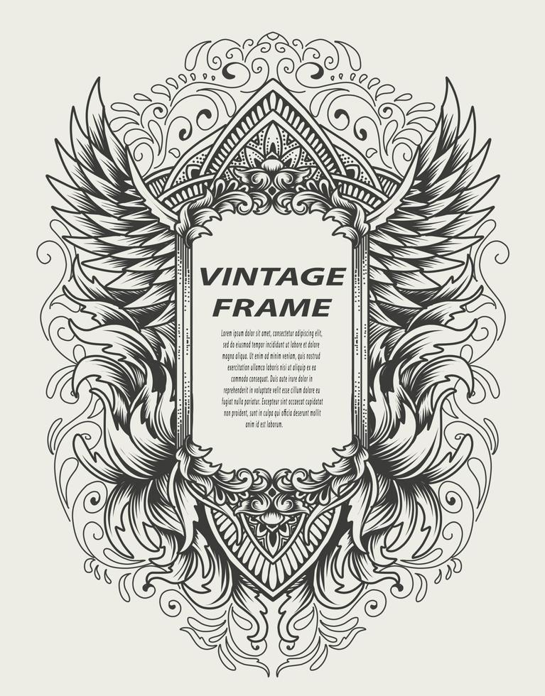 vintage baroque frame with antique ornament vector