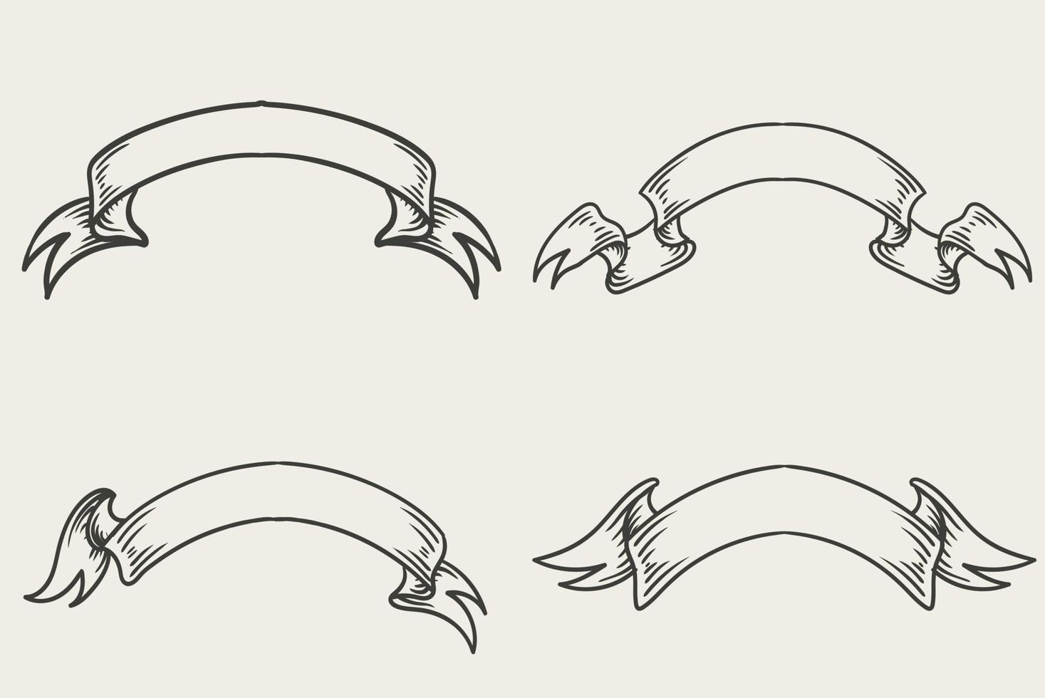 set Engraving elegant ribbons set Free vector
