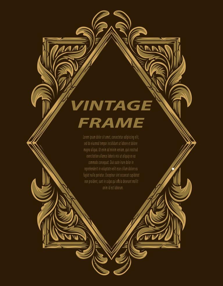 Vintage border frame with engraving ornament vector