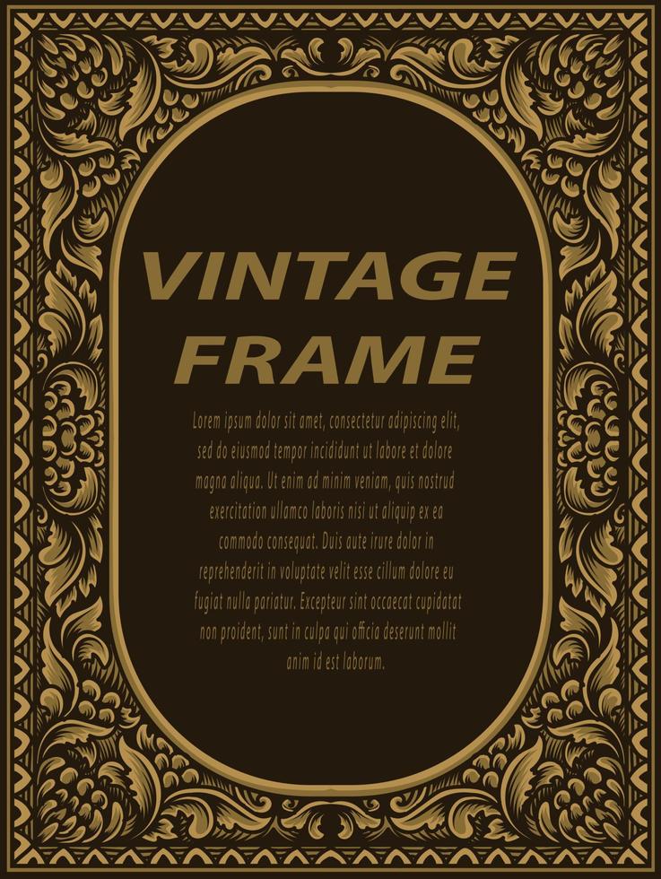 Vintage border frame with engraving ornament vector