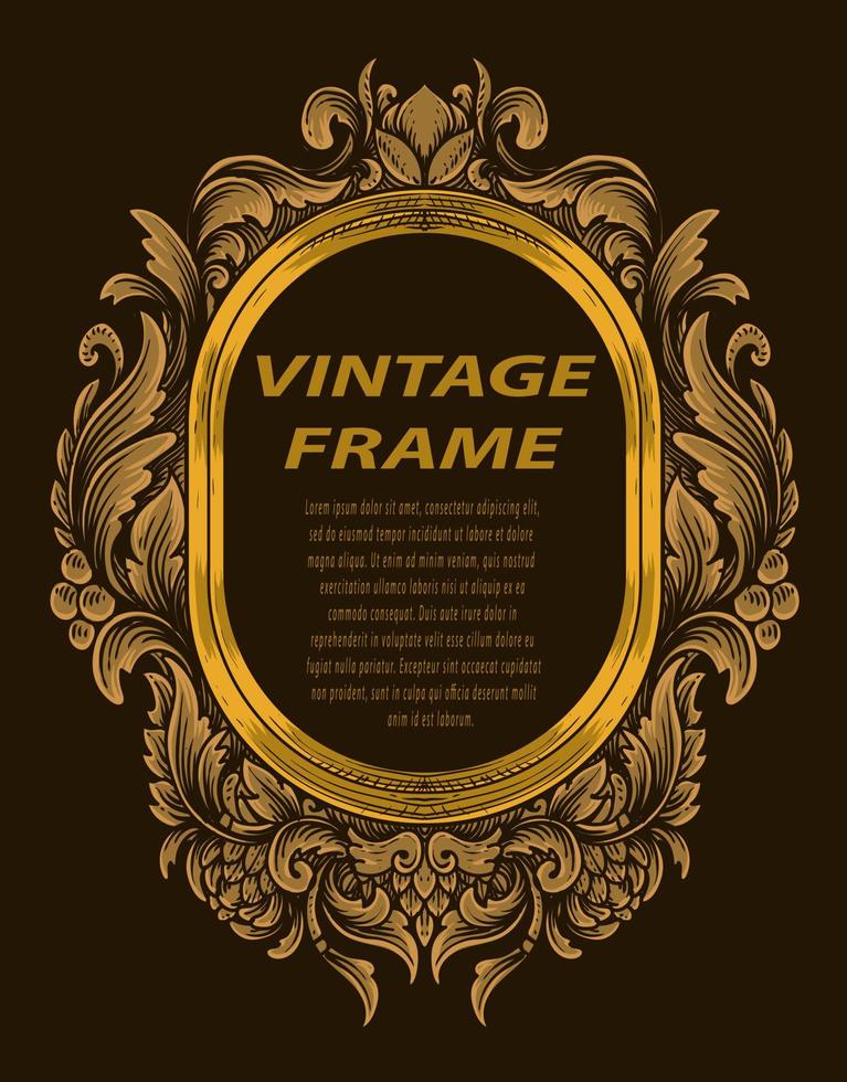 Vintage border frame with engraving ornament vector