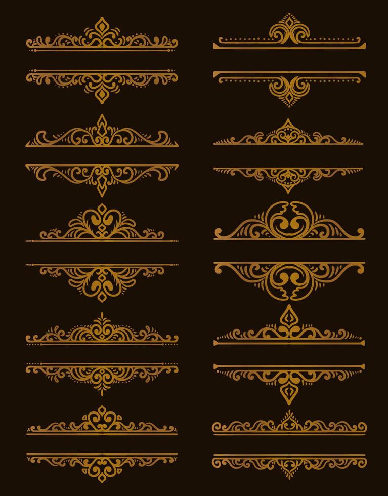 Hand drawn ornamental divider gold color vector