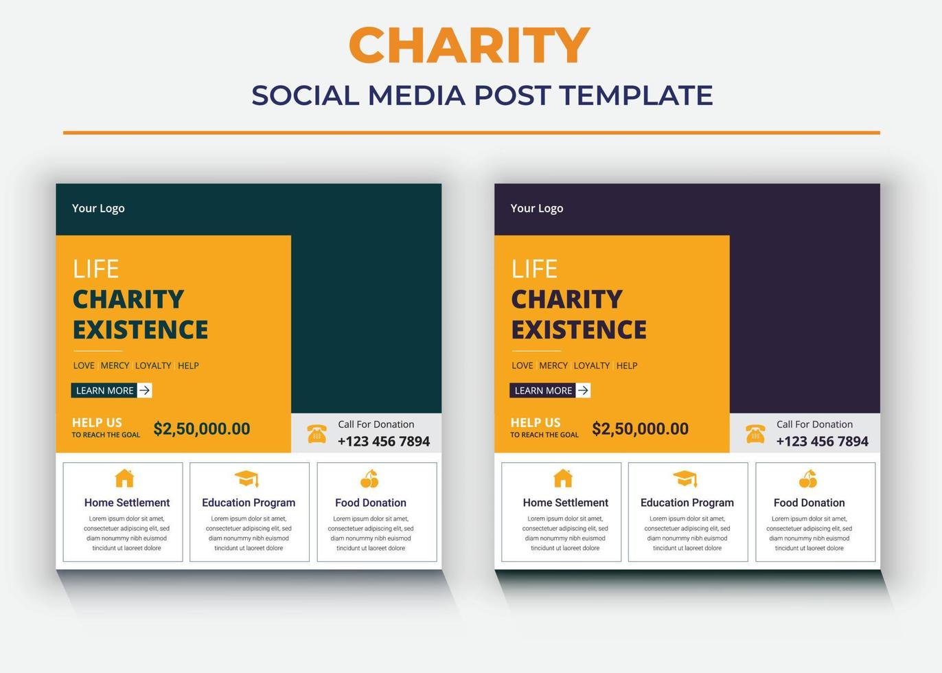 charity Social media post and flyer vector