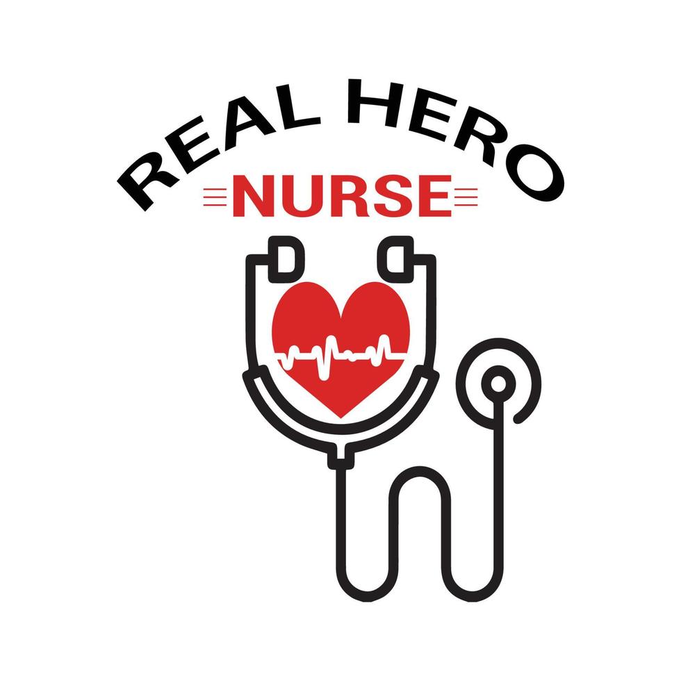 Nurse quotes, real hero nurse typography T-shirt print Free vector