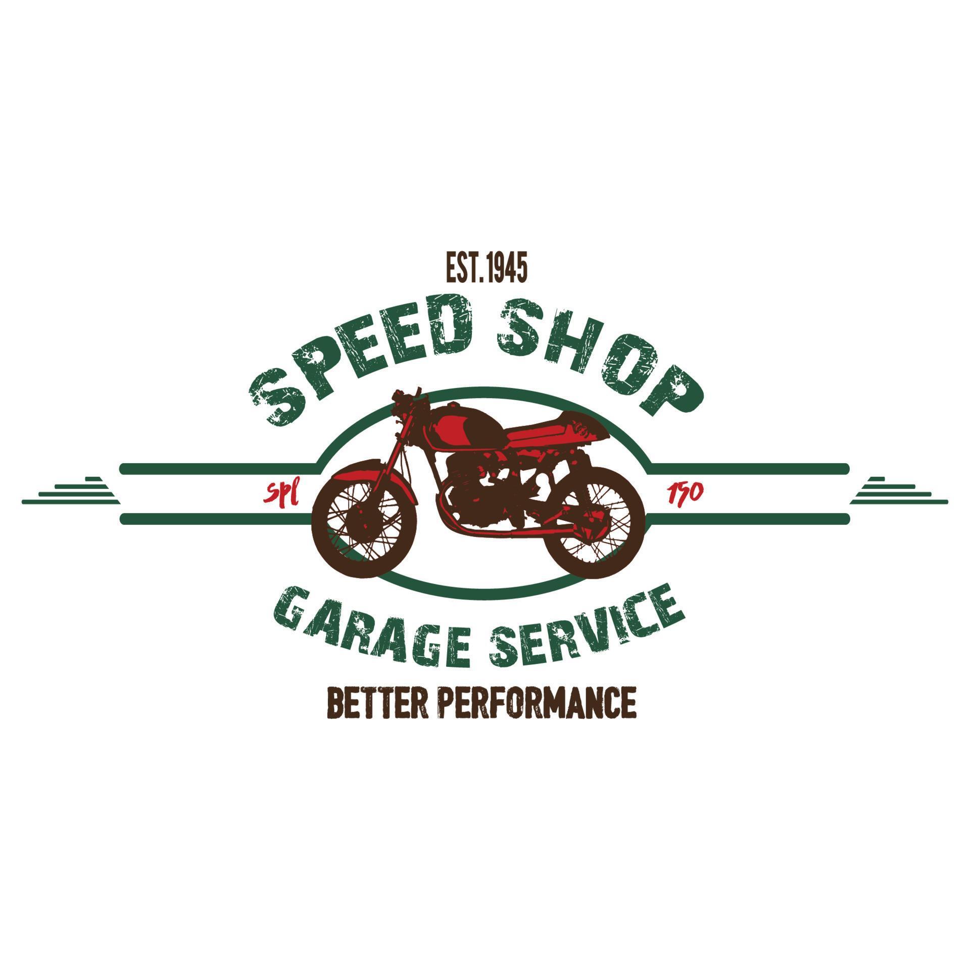Motor bike, speed shop garage service, illustration motorcycle