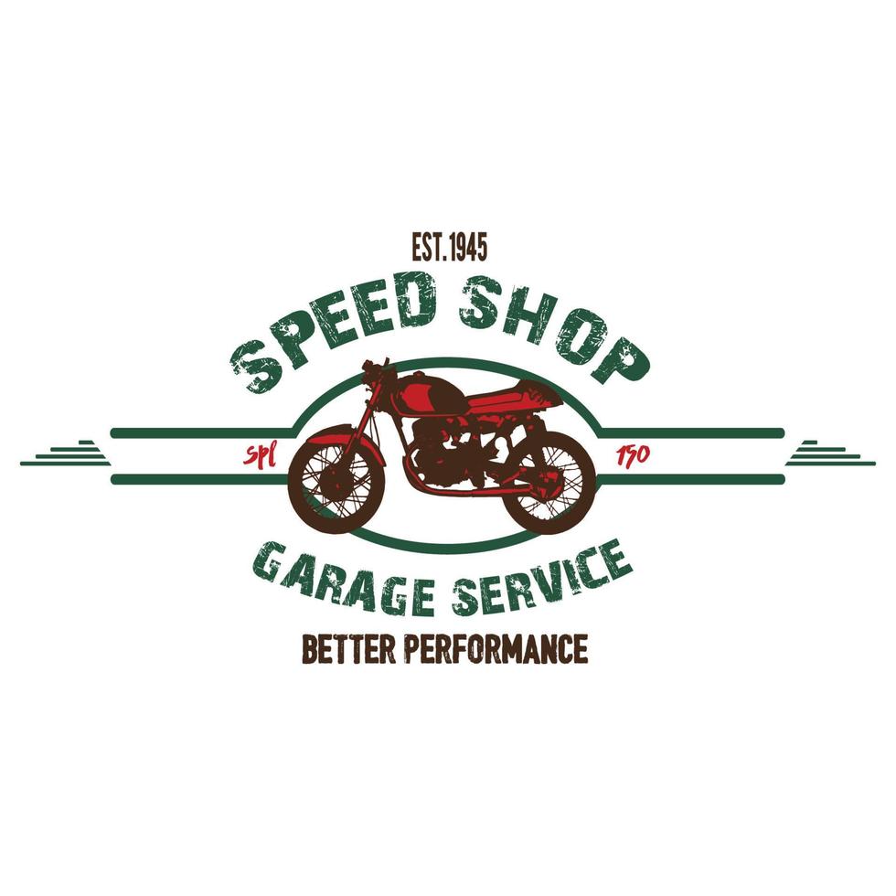 Motor bike, speed shop garage service, illustration motorcycle typography T-shirt print Free Vector