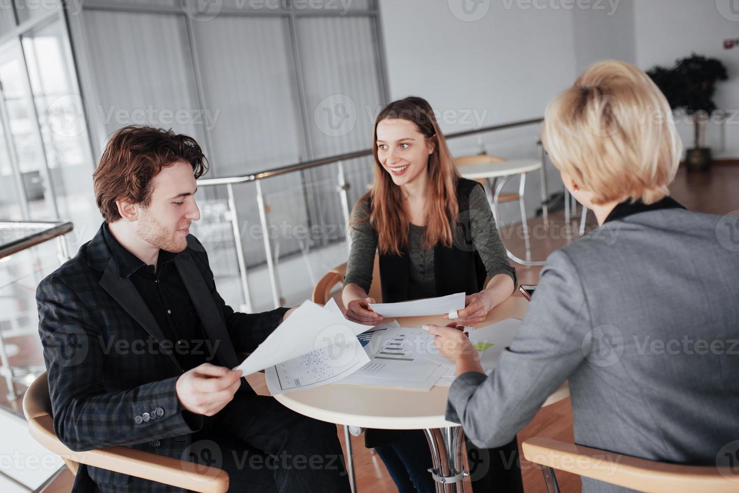 Start up business. Group of young architect at office. Team job photo