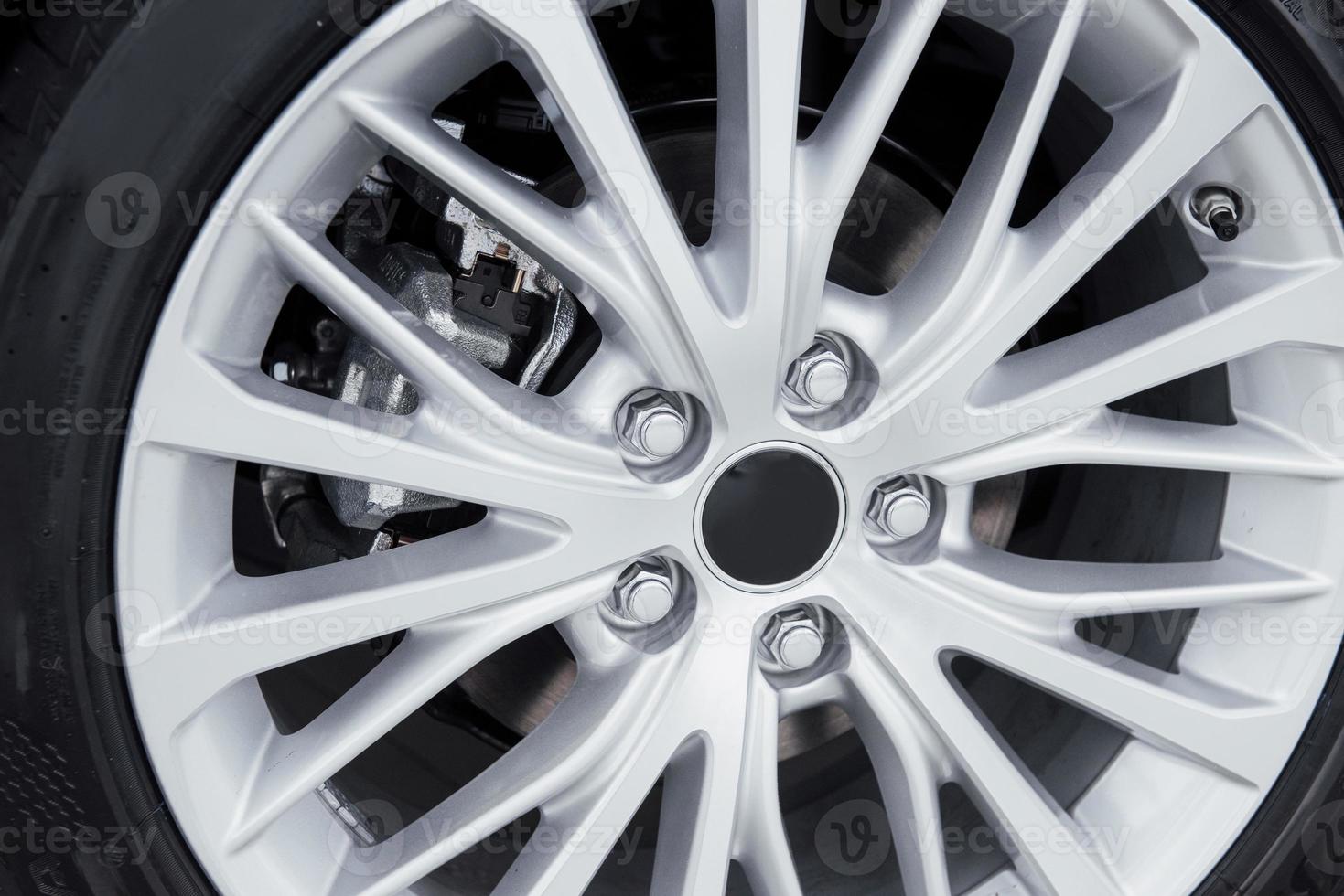 Car rim detail. Car wheel. selective focus photo