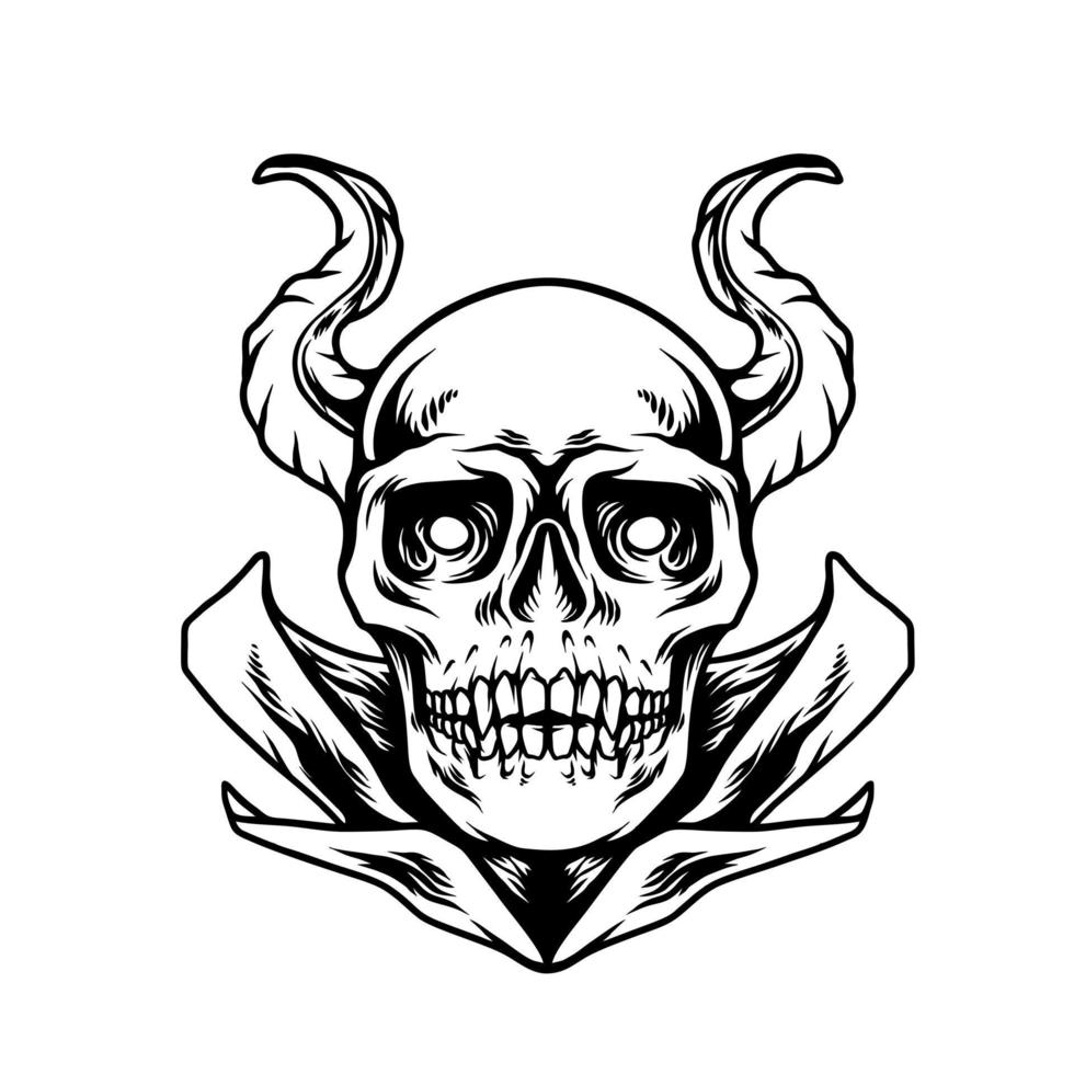 Devil Skull With Moon Silhouette vector