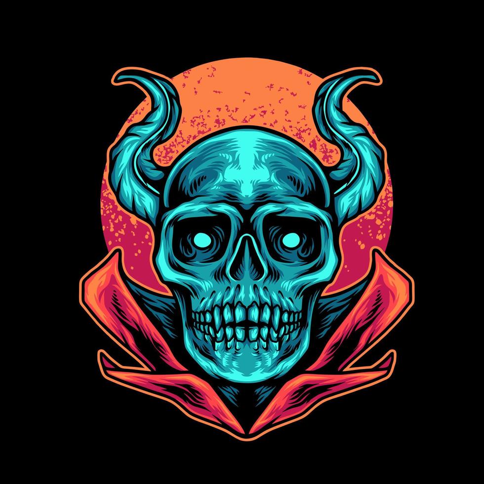 Devil Skull With Moon 3558399 Vector Art at Vecteezy