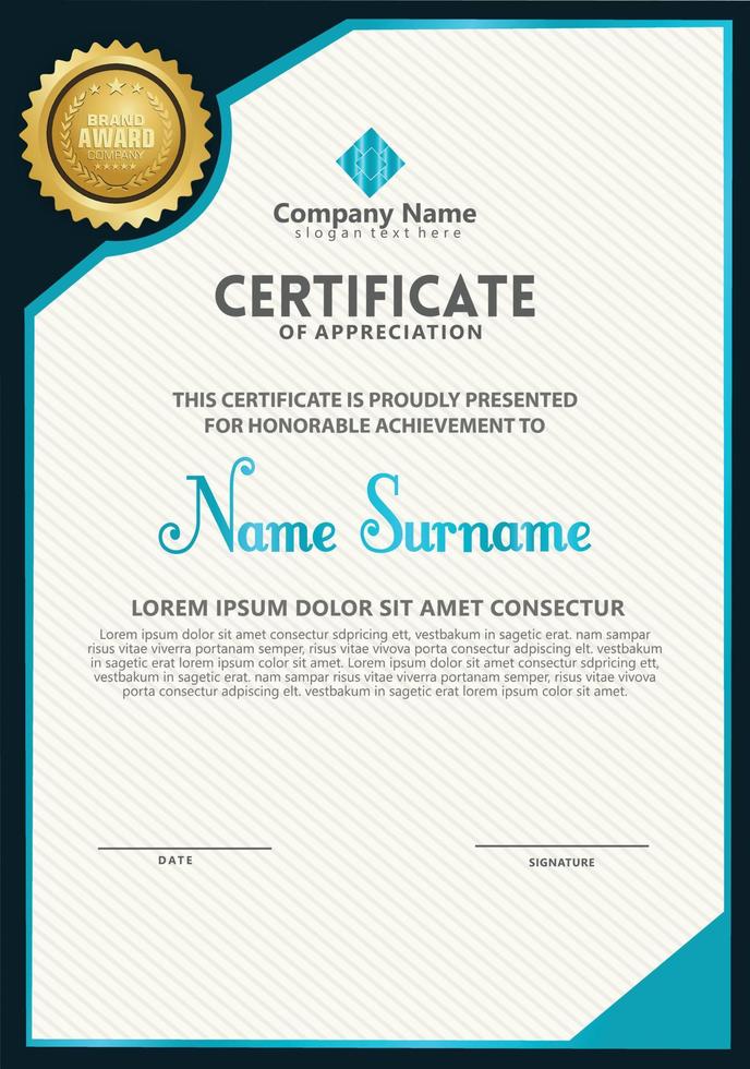 Vertical modern certificate template vector